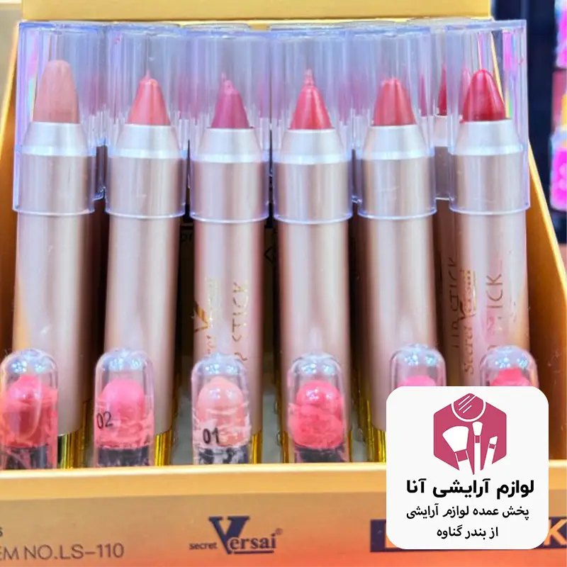 رژلب پیچی شش رنگ بسته 24 عددی